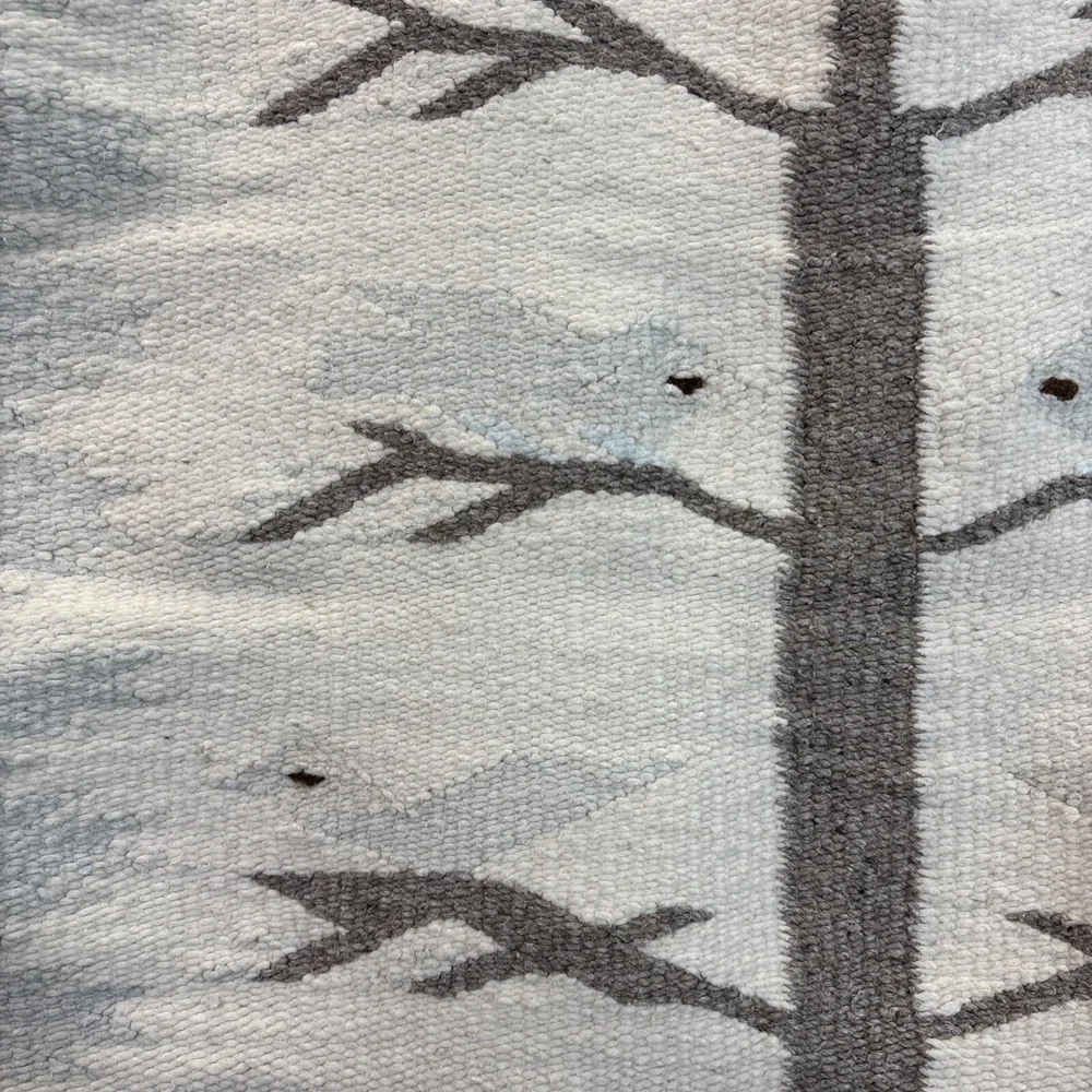 Tree of Life Navajo Style Rug Tapestry‎ Folk Art Southwestern Blue Cream 26